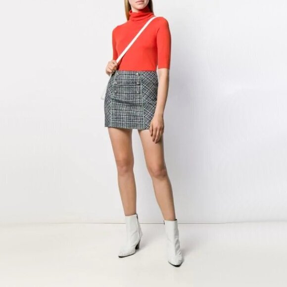 NWT Veronica Beard navy blue plaid mini skirt, 8 - Picture 4 of 16